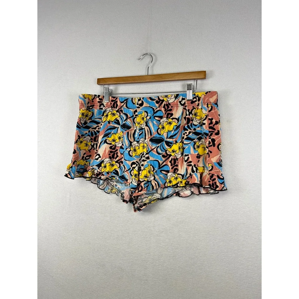 Disney The Lion‎ King Simba Sleep Pajama Shorts Women XL 16 18 Ruffle Rayon - Picture 4 of 7